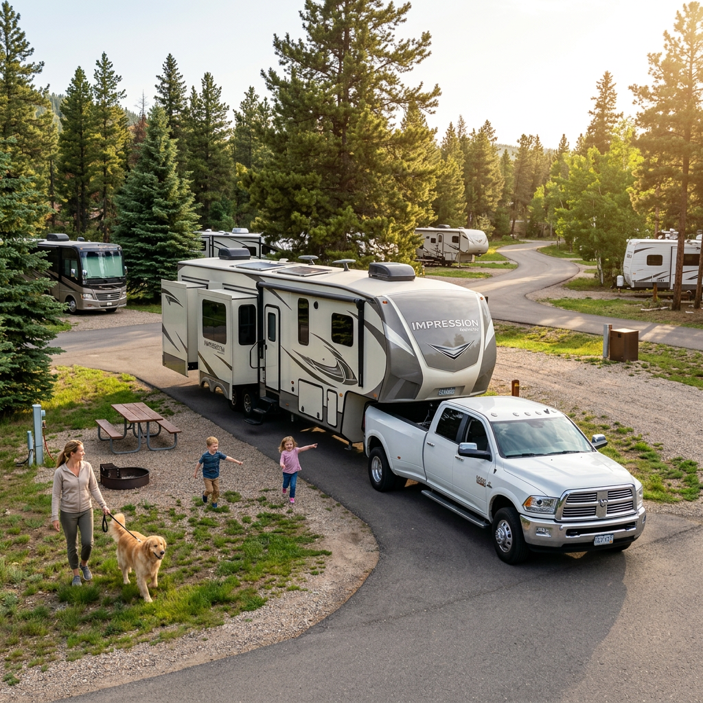 Spacious pull-through RV site pads at Bell RV Village